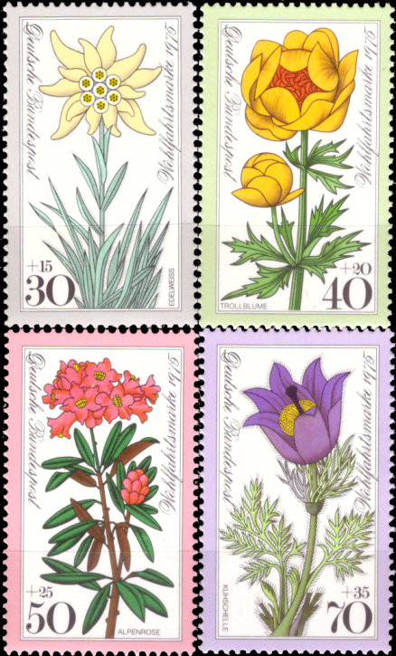Briefmarken BRD (Bund) 1975, Mi.Nr. 867-870, Wohlfahrt: Alpenblumen. Postfrisch