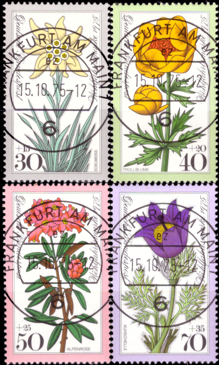 Briefmarken BRD (Bund) 1975, Mi.Nr. 867-870, Wohlfahrt: Alpenblumen. Gestempelt