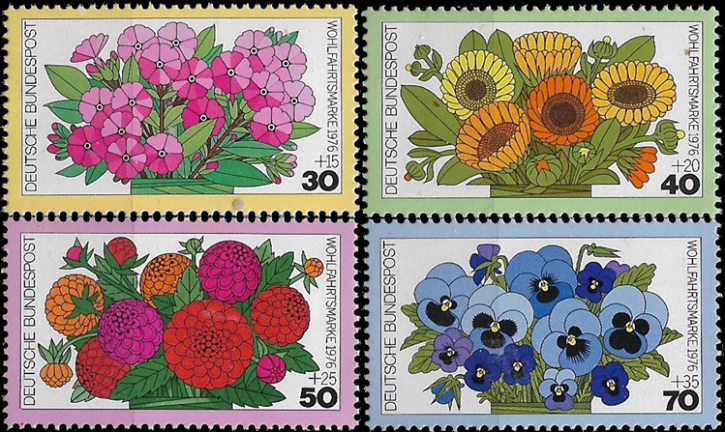 Briefmarken BRD (Bund) 1976, Mi.Nr. 904-907, Wohlfahrt: Gartenblumen. Postfrisch
