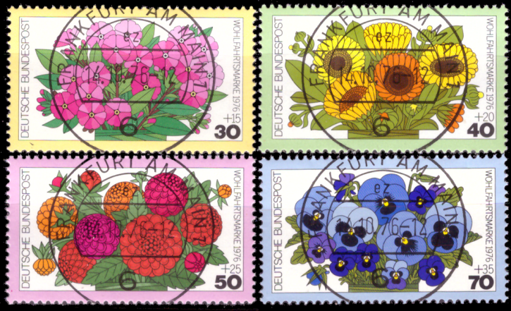 Briefmarken BRD (Bund) 1976, Mi.Nr. 904-907, Wohlfahrt: Gartenblumen. Gestempelt