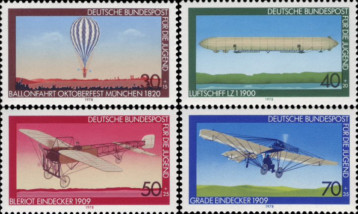 Briefmarken BRD (Bund) 1978, Mi.Nr. 964-967, Jugend: Luftfahrt. Postfrisch