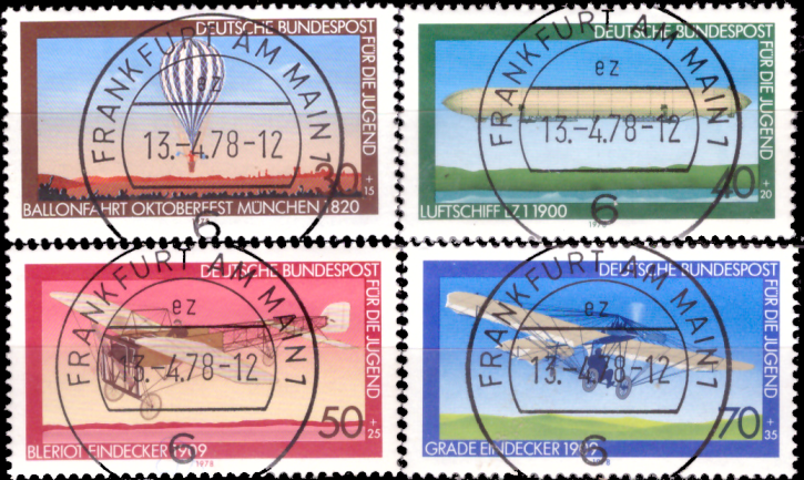 Briefmarken BRD (Bund) 1978, Mi.Nr. 964-967, Jugend: Luftfahrt. Gestempelt