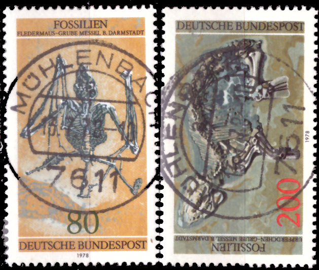Briefmarken BRD (Bund) 1978, Mi.Nr. 974-975, Fossilien. Gestempelt