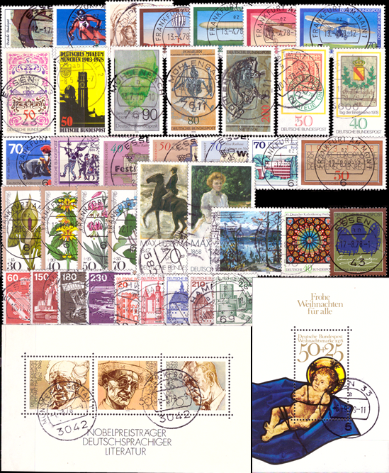 Briefmarken BRD (Bund) Jahrgang 1978 komplett, Mi.Nr. 956-999. Gestempelt