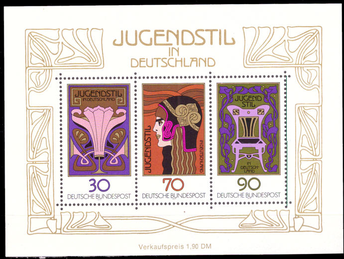 Briefmarken BRD (Bund) 1977, Mi.Nr. Block 14, 75 Jahre Jugendstil in Deutschland. Postfrisch