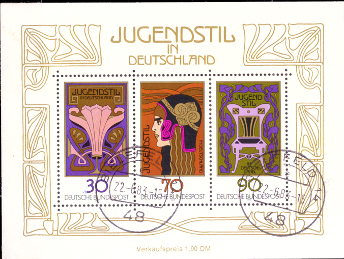 Briefmarken BRD (Bund) 1977, Mi.Nr. Block 14, 75 Jahre Jugendstil in Deutschland. Gestempelt