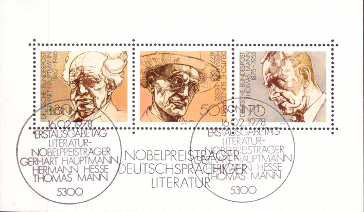 Briefmarken BRD (Bund) 1978, Mi.Nr. Block 16, Nobelpreisträger. Ersttagssonderstempel