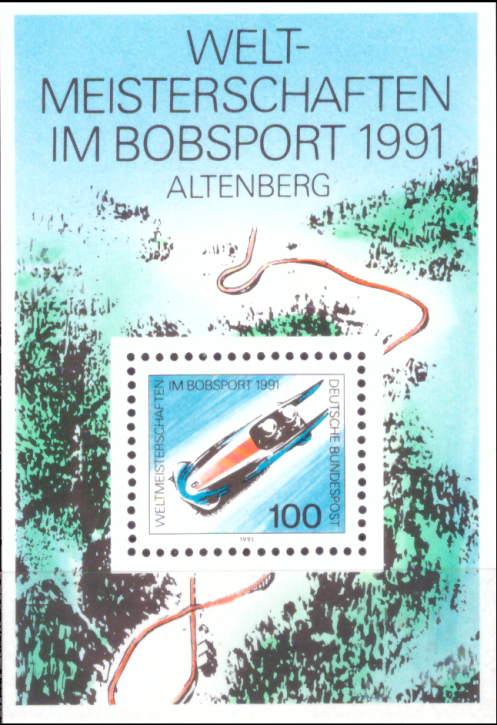 Briefmarken BRD (Bund) 1991, Mi.Nr. Block 23, WM im Bobsport. Postfrisch