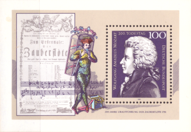 Briefmarken BRD (Bund) 1991, Mi.Nr. Block 26, Wolfgang Amadeus Mozart Postfrisch