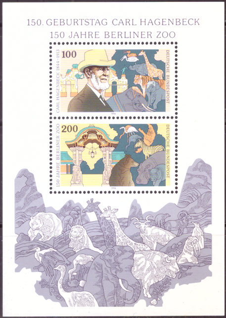 Briefmarken BRD (Bund) 1994, Mi.Nr. Block 28, Carl Hagenbeck, Berliner Zoo. Postfrisch