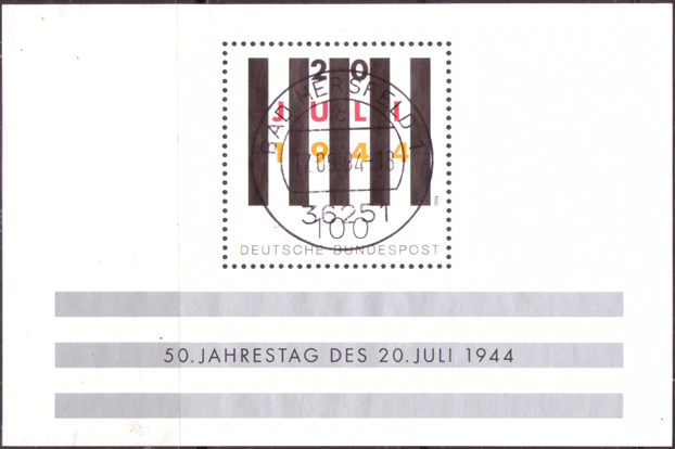 Briefmarken BRD (Bund) 1994, Mi.Nr. Block 29, 50. Jahrestag des  20. Juli 1944. Gestempelt