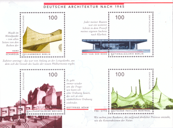 Briefmarken BRD (Bund) 1997, Mi.Nr. Block 37, Deutsche Architektur nach 1945. Postfrisch