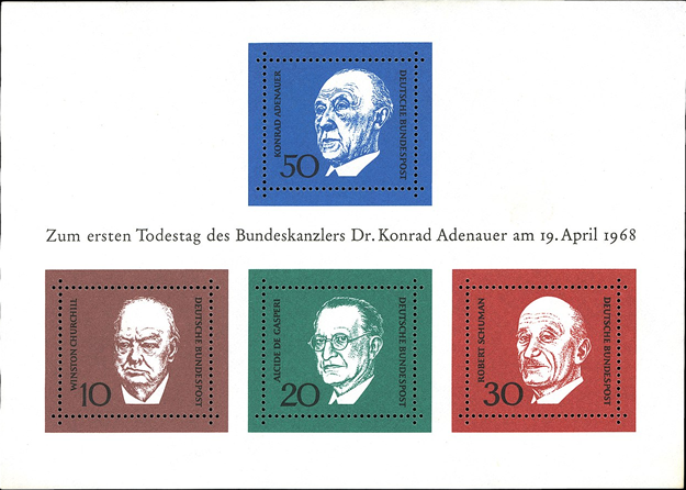 Briefmarken BRD (Bund) 1968, Mi.Nr. Block 4, Erster Todestag von Konrad Adenauer. Postfrisch