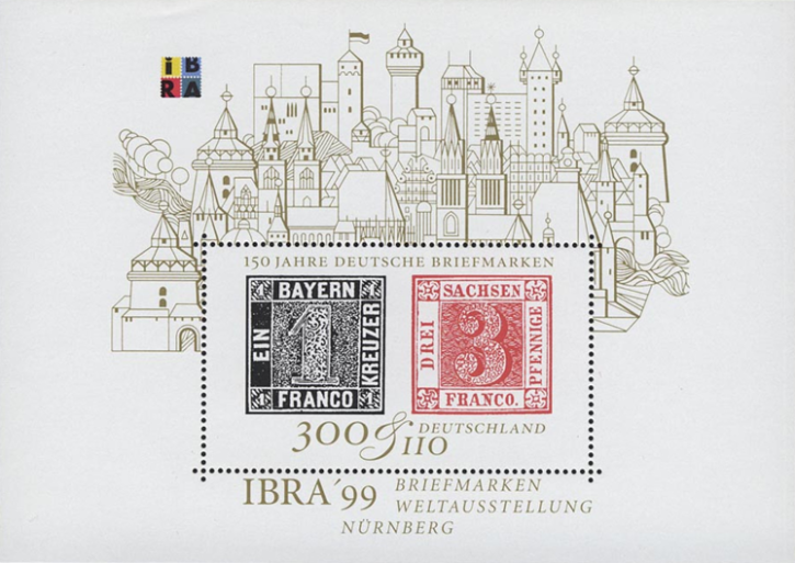 Briefmarken BRD (Bund) 1999, Mi.Nr. Block 46, Briefmarkenausstellung IBRA ’99. Postfrisch