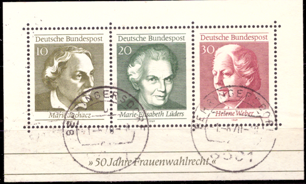 Briefmarken BRD (Bund) 1969, Mi.Nr. Block 5, 50 Jahre Frauenwahlrecht in Deutschland. Gestempelt