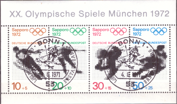 Briefmarken BRD (Bund) 1971, Mi.Nr. Block 6, Olympische Spiele 1972. Gestempelt