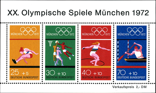 Briefmarken BRD (Bund) 1972, Mi.Nr. Block 8, Olympische Sommerspiele, München. Postfrisch