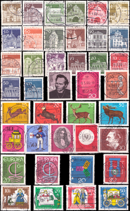 Briefmarken BRD (Bund) Jahrgang 1966 komplett, Mi.Nr. 489-528. Gestempelt