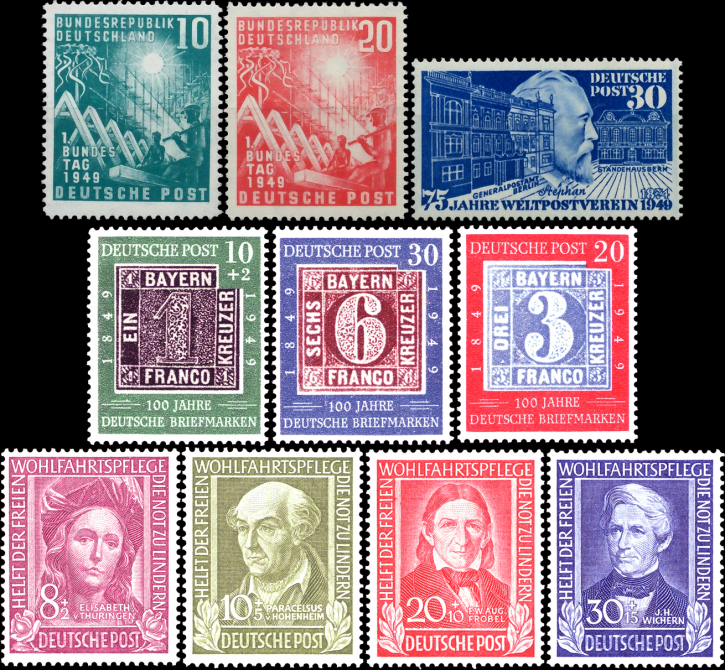 Briefmarken BRD (Bund) Jahrgang 1949 komplett, Postfrisch