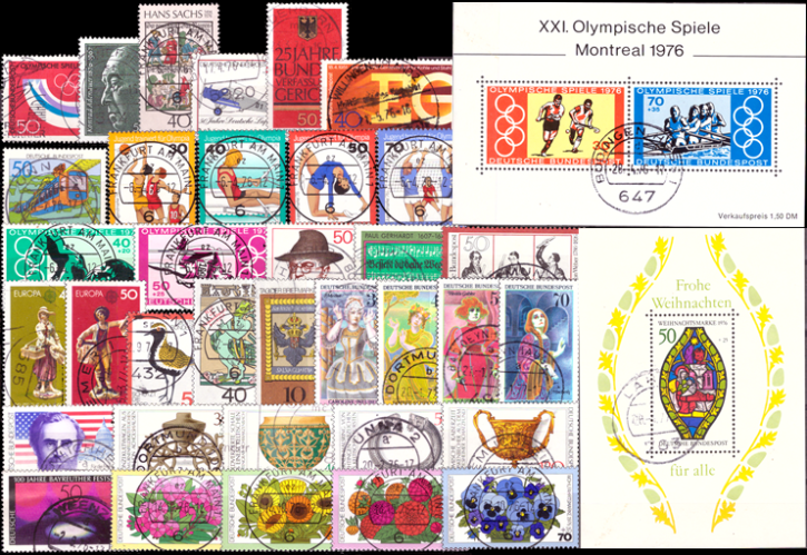 Briefmarken BRD (Bund) Jahrgang 1976 komplett, Mi.Nr. 875-Block 13. Gestempelt