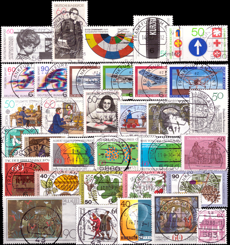 Briefmarken BRD (Bund) Jahrgang 1979 komplett, Mi.Nr. 1000-1032. Gestempelt