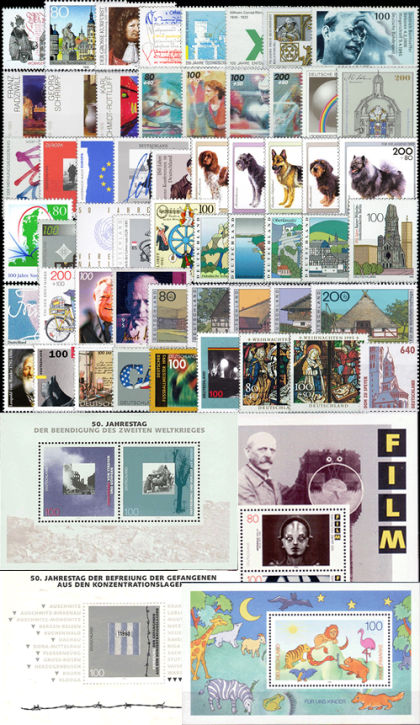 Briefmarken BRD (Bund) Jahrgang 1995 komplett, Mi.Nr. 1772 - 1833. Postfrisch