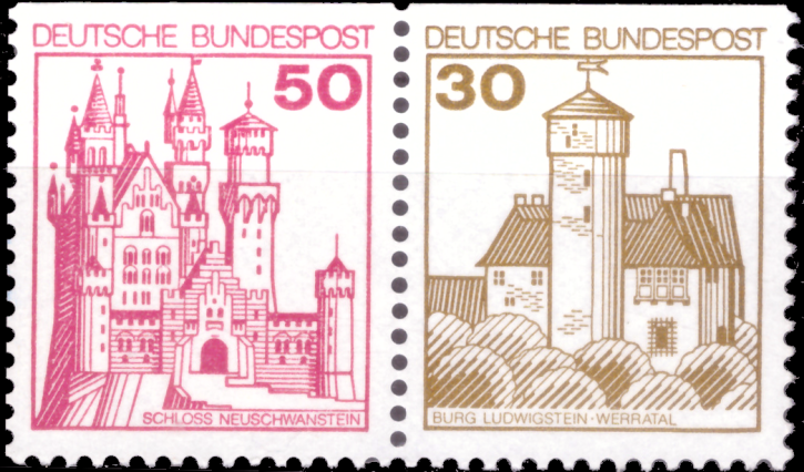Briefmarken BRD (Bund) 1977, Mi.Nr. W 57 (916/914) Zusammendrucke aus H-Blatt 26, Freimarken: Burgen und Schlösser (I). Postfrisch