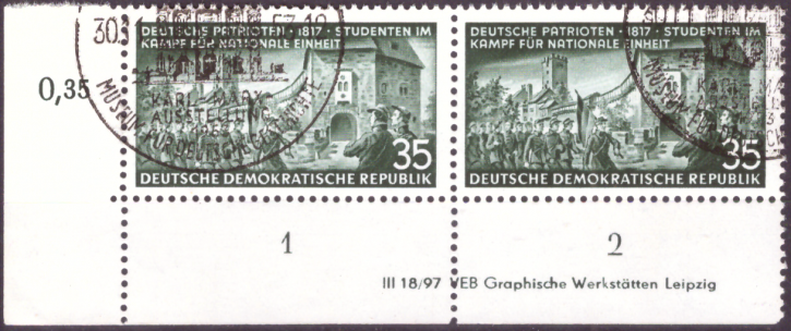 Briefmarken DDR 1953, Mi.Nr. 402 DV (Druckvermerk), Deutsche Patrioten, ESST Gestempelt