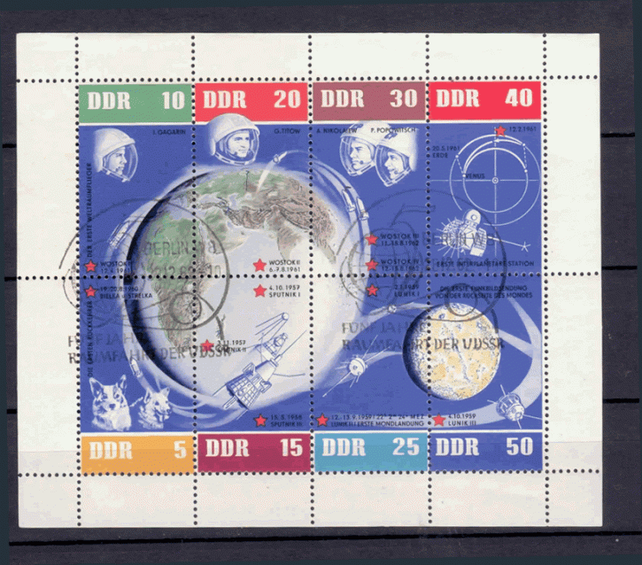 Briefmarken: DDR 1962, 926-933 Kleinbogen, 5 Jahre sowjetische Weltraumflüge, Gestempelt