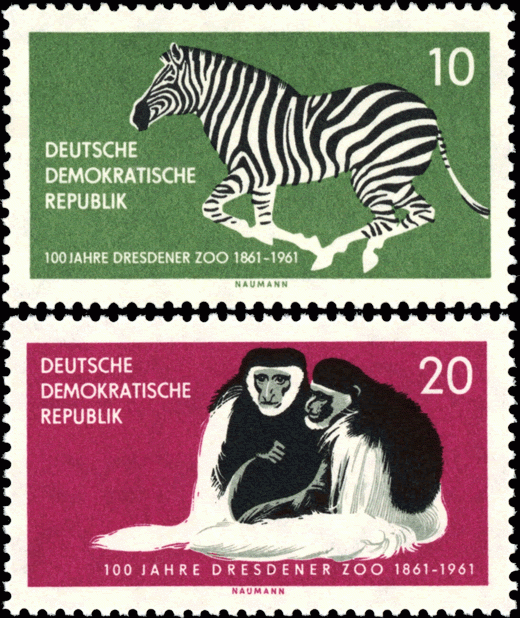 Briefmarken: DDR 1961 Mi.Nr. 825-826, 100 Jahre Dresdner Zoo, Postfrisch