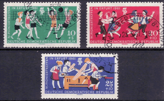 Briefmarken: DDR 1961, Mi.Nr. 827-829, Pioniertreffen, Gestempelt