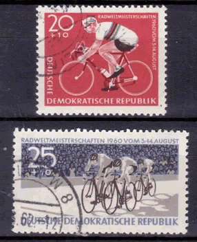 Briefmarken: DDR 1960, Mi.Nr. 779-780, Radweltmeisterschaften, Gestempelt