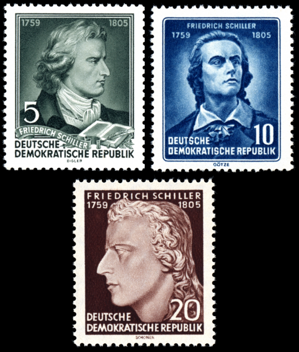 Briefmarken: DDR 1955 464A-466A, Friedrich Schiller, Postfrisch