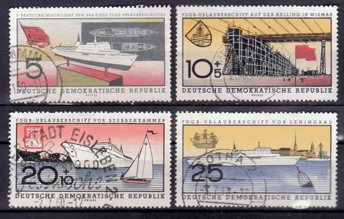 Briefmarken: DDR 1960, Mi.Nr. 768-771, FDGB-Schiff, Gestempelt
