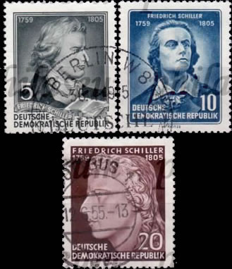 Briefmarken DDR 1955 Mi.Nr. 464A-466A, Friedrich Schiller, Gestempelt