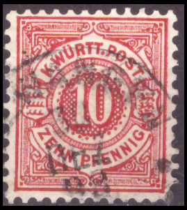 Briefmarken Altdeutschland Württemberg 1875, Mi. Nr. 46, weiße Ziffer im Kreis, Gestempelt