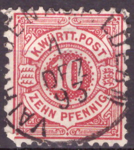 Briefmarken Altdeutschland Württemberg 1875, Mi. Nr. 46, weiße Ziffer im Kreis, Gestempelt
