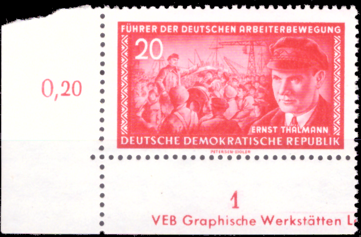 Briefmarken DDR 1955 Mi.Nr. 475 DV (Druckvermerk), Führer der deutschen Arbeiterbewegung, Postfrisch