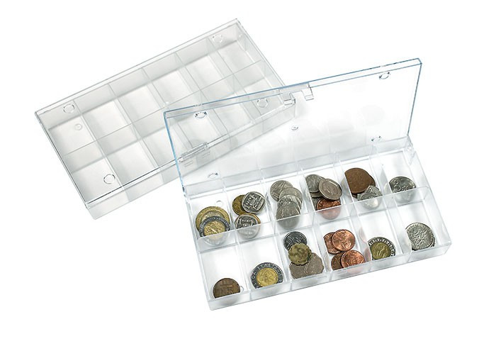 Lindner Sammelbox transparent, 12 feste Fächer 63x48 mm, einzeln