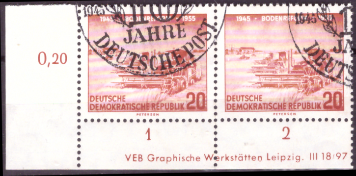 Briefmarken DDR 1955 Mi.Nr. 483 DV (Druckvermerk), ESST Gestempelt