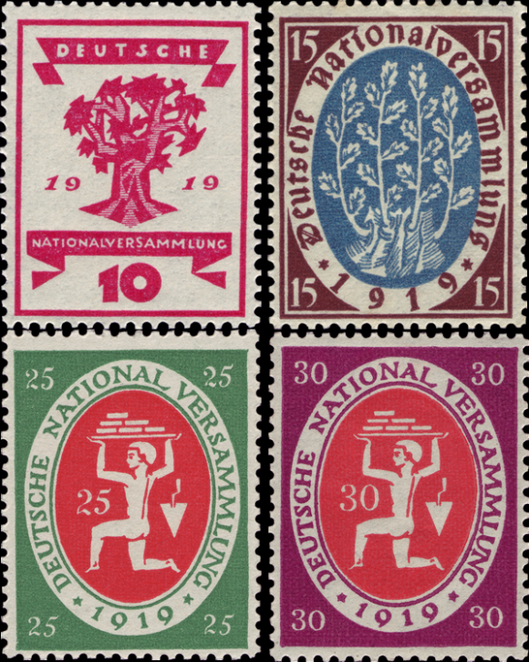 Briefmarken Deutsches Reich 1919, Mi.Nr. 107-110, Weimarer Nationalversammlung, Postfrisch