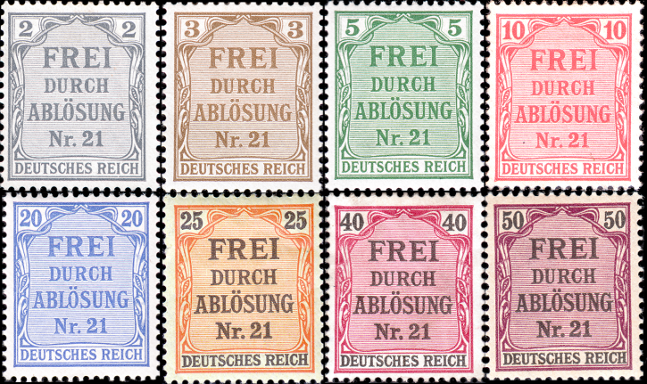 Briefmarken: Deutsches Reich 1903, Dienstmarken Mi.Nr. 1-8, Zähldienstmarken für Preußen. Postfrisch