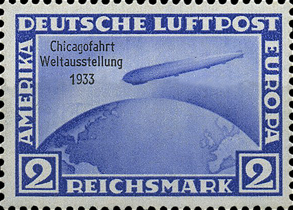 Briefmarken: Deutsches Reich 1933, Mi.Nr. 497, Luftschiff Graf Zeppelin, Ozeanüberquerung. Ungebraucht*