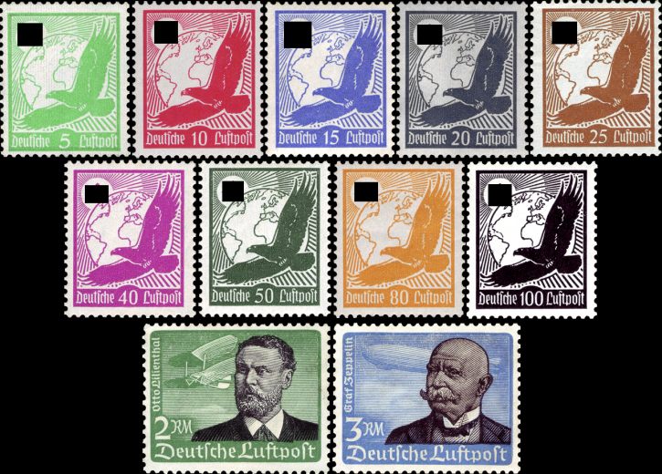 Briefmarken: Deutsches Reich 1934, Nr. 529x-539x, Flugpostmarken: Steinadler, Postfrisch**