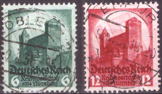 Briefmarken: Deutsches Reich 1934, Nr. 546-547, Reichsparteitag, Gestempelt
