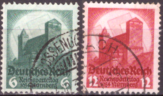 Briefmarken: Deutsches Reich 1934, Nr. 546-547, Reichsparteitag, Gestempelt