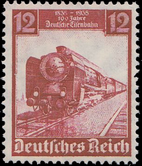 Briefmarken: Deutsches Reich 1935, Mi.Nr. 581, 100 Jahre Deutsche Eisenbahn. Postfrisch