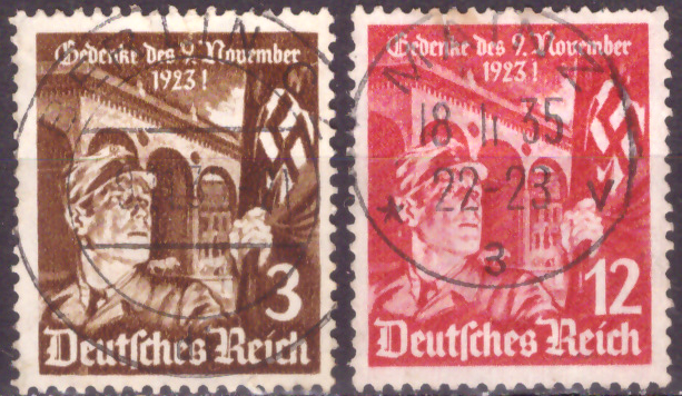 Briefmarken: Deutsches Reich 1935, Mi.Nr. 598-599, Feldherrnhalle. Gestempelt