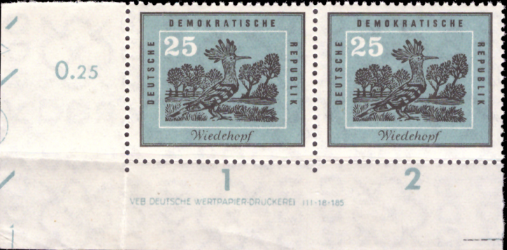 Briefmarken DDR 1959, Mi. Nr. 702 DV (Druckvermerk), Heimische Vögel, Postfrisch