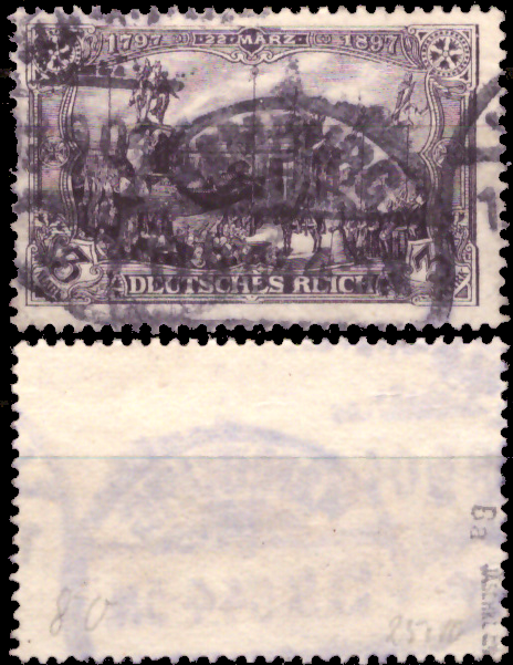 Briefmarken Deutsches Reich 1902, Mi.Nr. 80Ba, Freimarken: Deutsches Kaiserreich (II); Inschrift „DEUTSCHES REICH“, Gestempelt, Geprüft